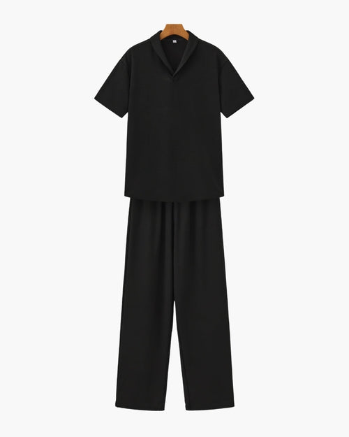 Men’s Casual Short Sleeve Shirt and Pants Set Relaxed Fit Everyday Outfit