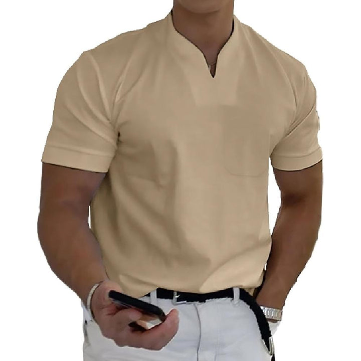 Men’s Short Sleeve Casual Shirt Stand Collar Summer Everyday Top