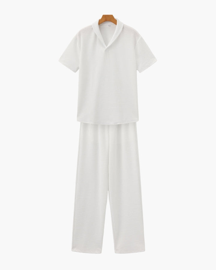 Men’s Casual Short Sleeve Shirt and Pants Set Relaxed Fit Everyday Outfit