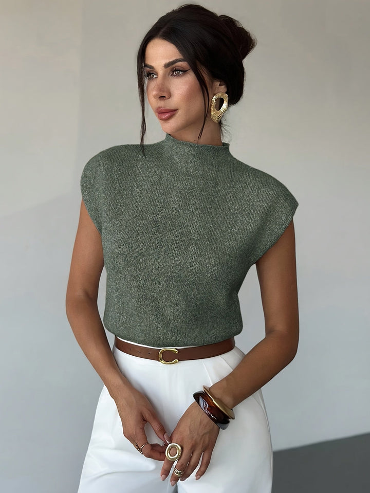 Claudia | Mock Neck Sleeveless Sweater Vest