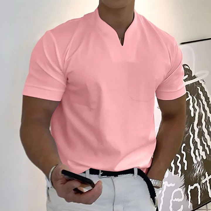 Men’s Short Sleeve Casual Shirt Stand Collar Summer Everyday Top