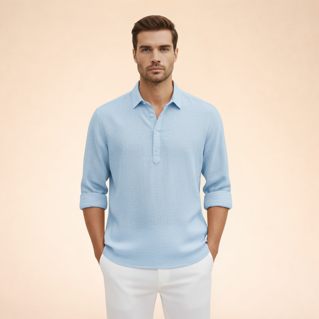 Men’s Polo Shirt Long Sleeve Casual Button Up Everyday Top