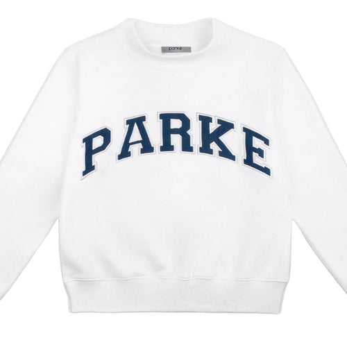 Varsity Mockneck White with Navy Letters