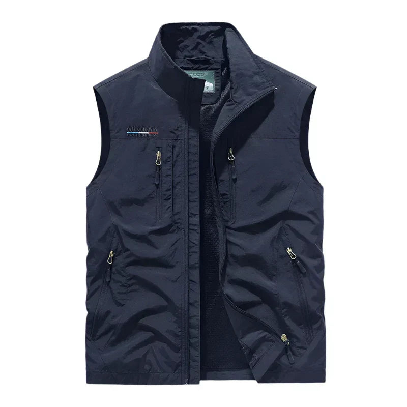 Men’s Outdoor Vest Hiking Travel Lightweight Utility Zipper Pockets Jacket