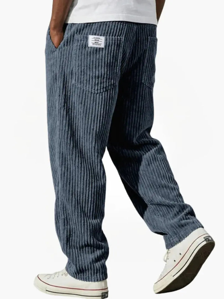 Men’s Casual Stripe Pants Relaxed Fit Drawstring Waist Everyday Trousers
