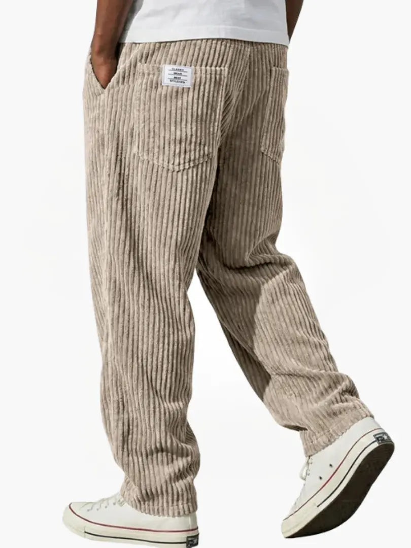 Men’s Casual Stripe Pants Relaxed Fit Drawstring Waist Everyday Trousers