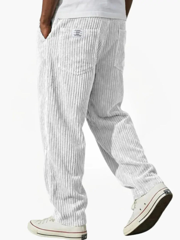 Men’s Casual Stripe Pants Relaxed Fit Drawstring Waist Everyday Trousers