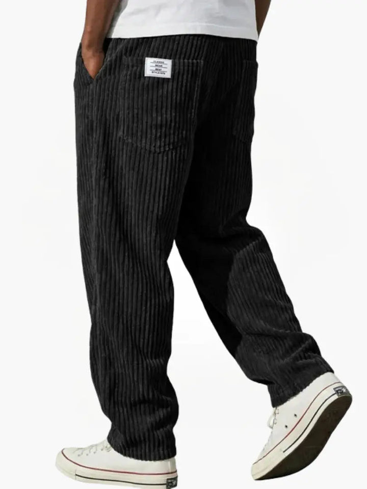 Men’s Casual Stripe Pants Relaxed Fit Drawstring Waist Everyday Trousers
