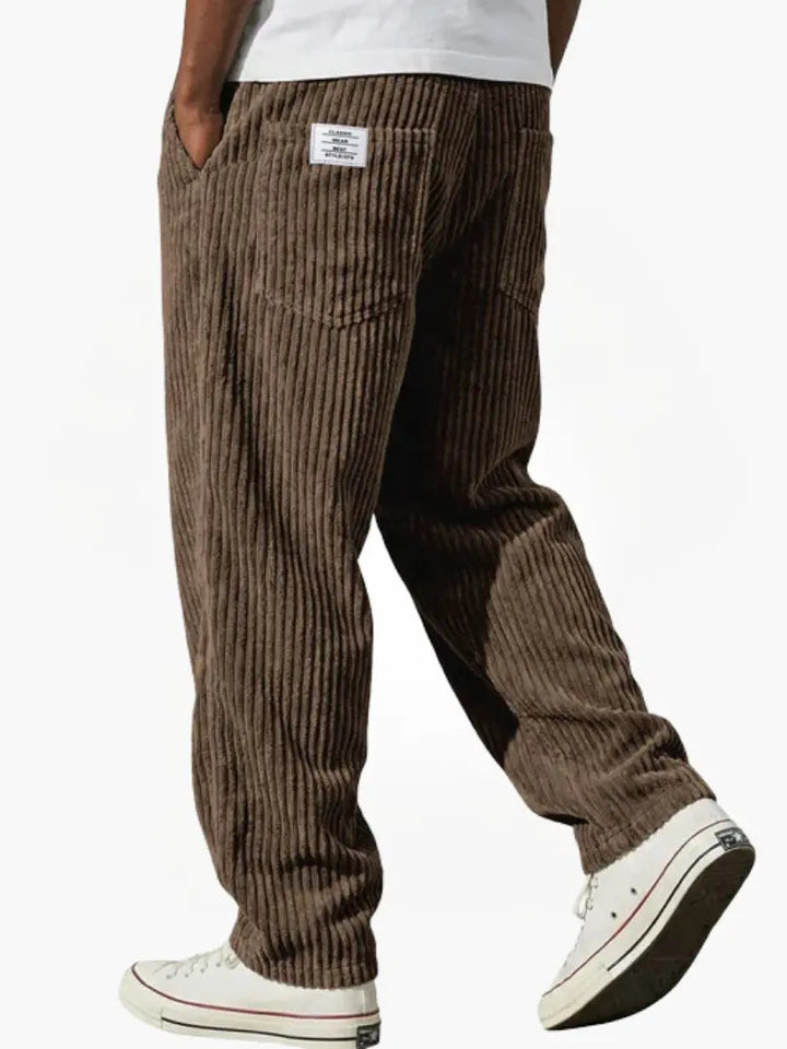 Men’s Casual Stripe Pants Relaxed Fit Drawstring Waist Everyday Trousers