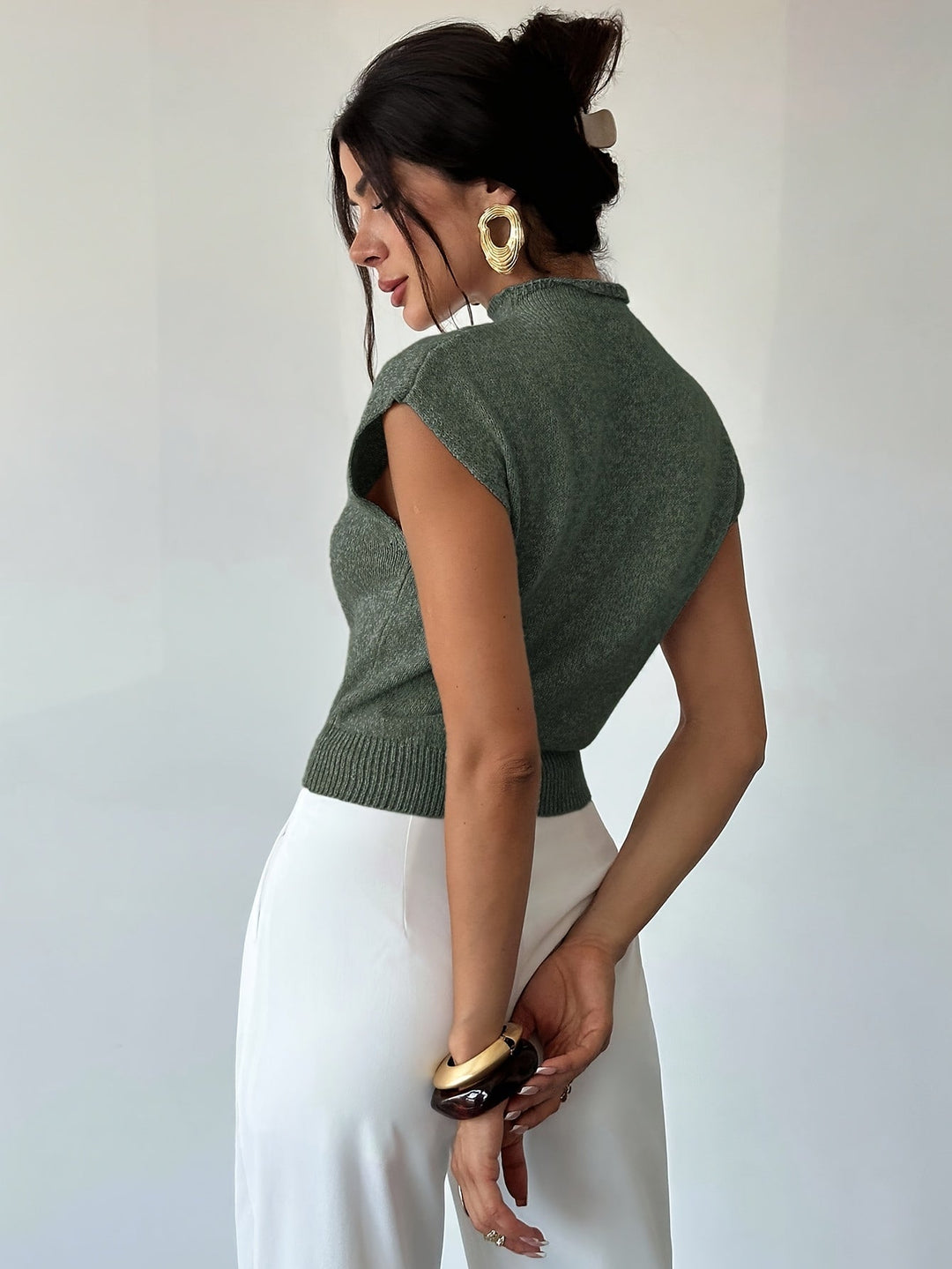 Claudia | Mock Neck Sleeveless Sweater Vest