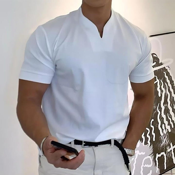 Men’s Short Sleeve Casual Shirt Stand Collar Summer Everyday Top
