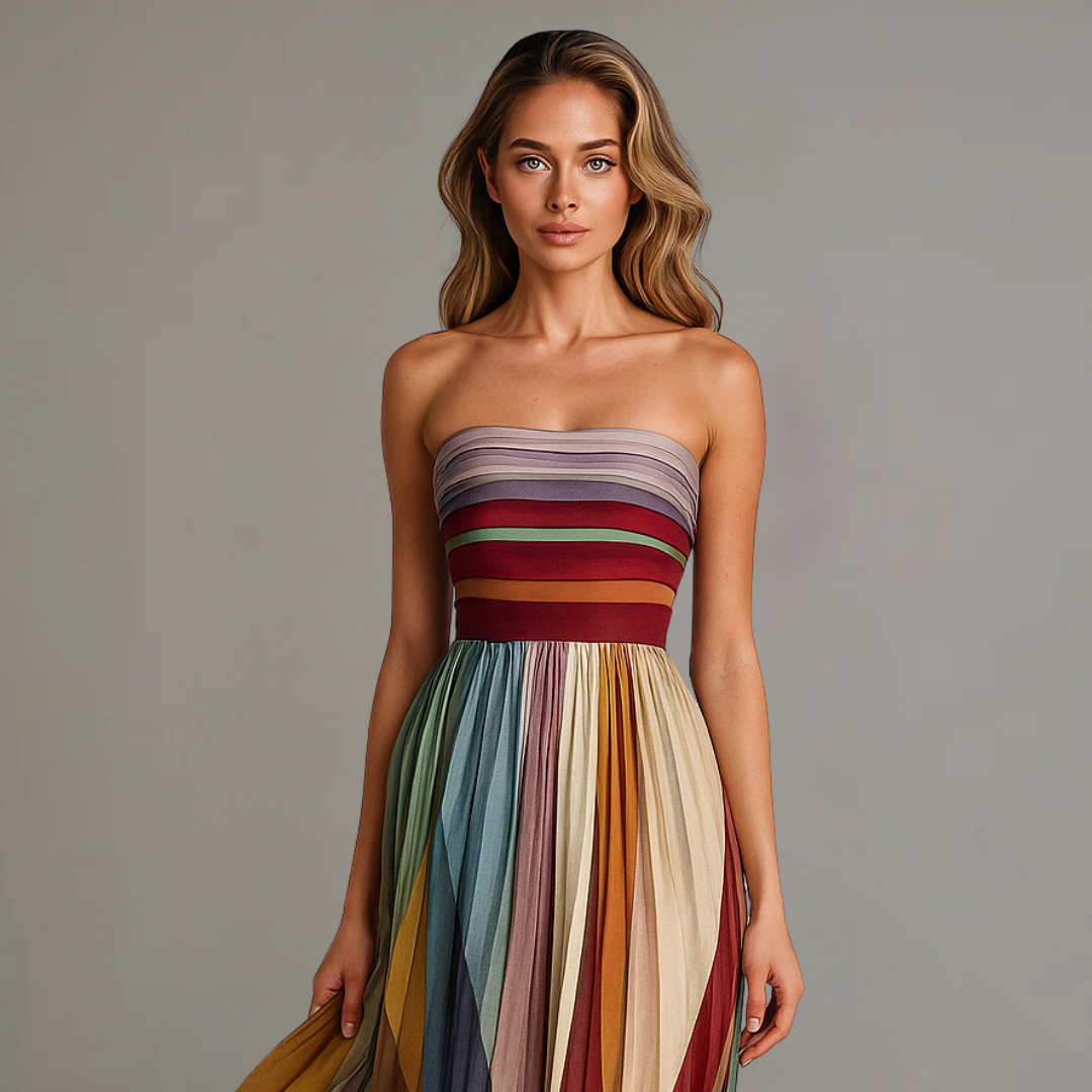 Leontine | Pleated Strapless Maxi Dress