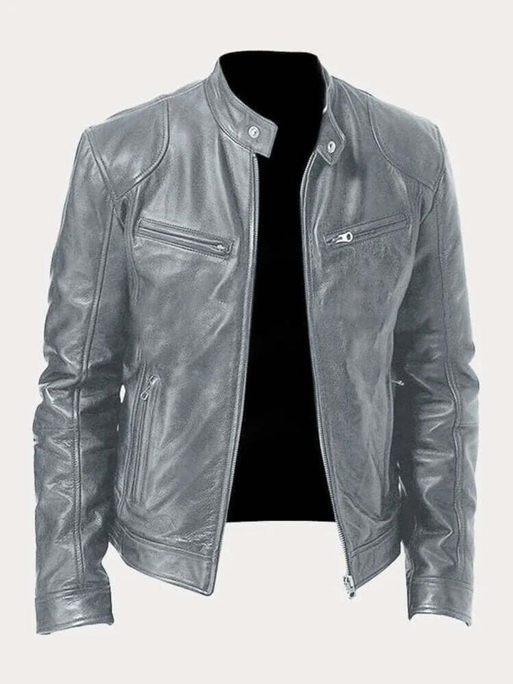 Aiden | Men's Classic Biker-Style Zip-Up Leather Jacket