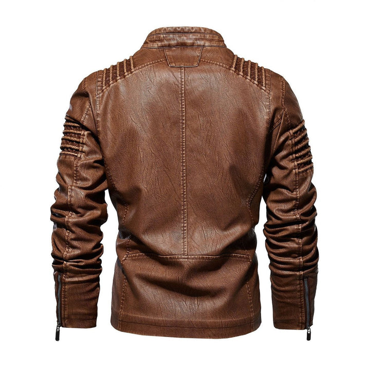 Alexander | Men's Moto-Style Faux Leather Jacket Ribbed Shoulder