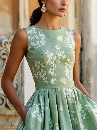 Midi Dress – Off-Shoulder Floral Swing