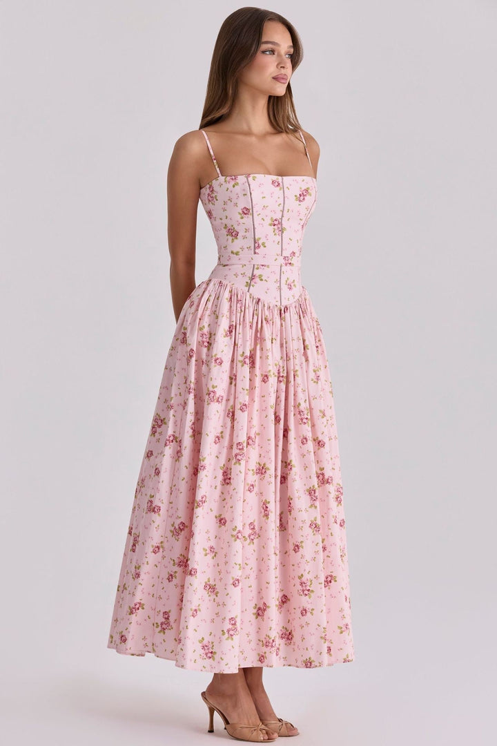 Arvelle | Pleated Strapless Midi Wedding Guest Gowns