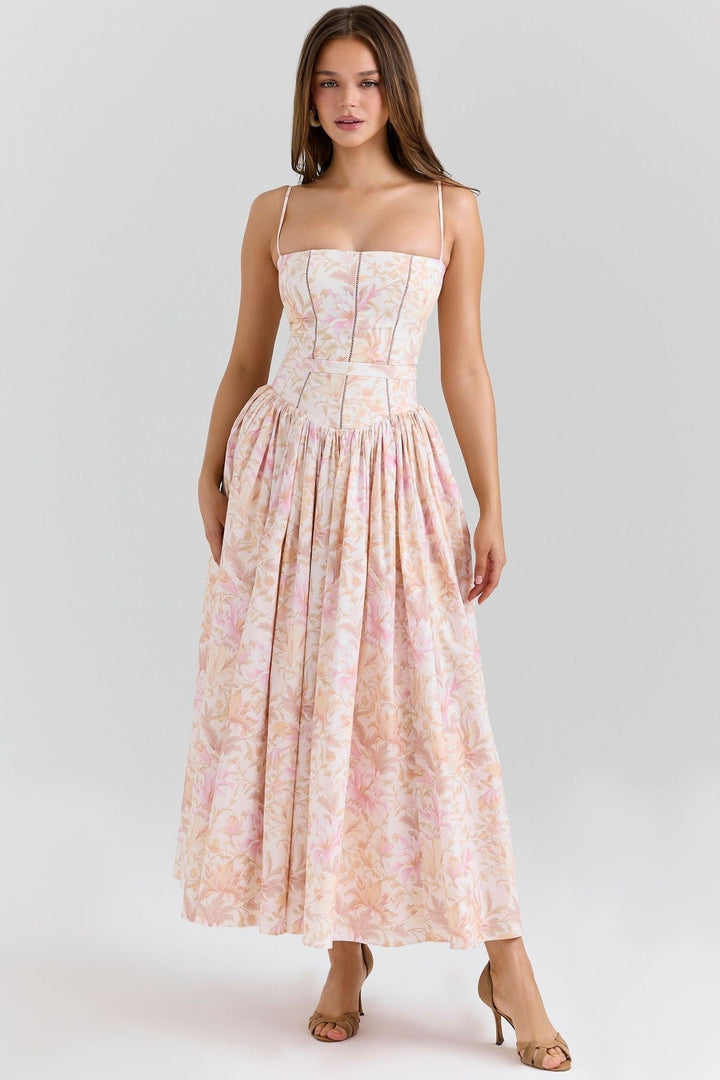 Arvelle | Pleated Strapless Midi Wedding Guest Gowns