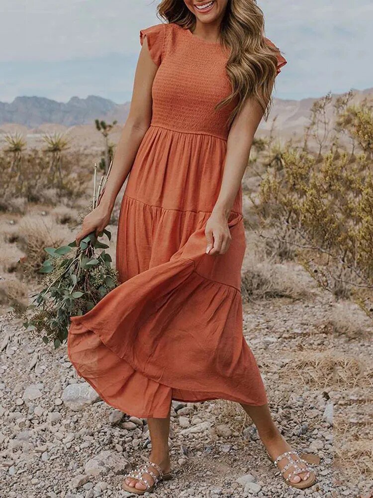 Midi Dress – Tiered Short-Sleeve Midi