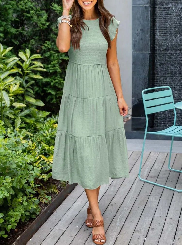 Midi Dress – Tiered Short-Sleeve Midi