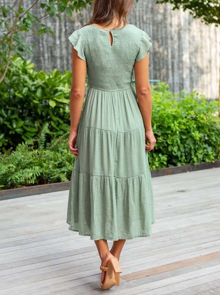 Midi Dress – Tiered Short-Sleeve Midi