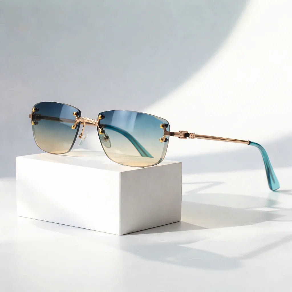 Amelia | Sunglasses Rimless Gradient Lenses UV400 Protection Gold