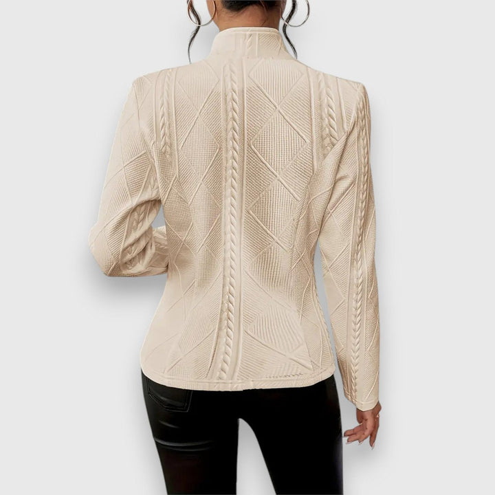 Scarlett | Women's Cable-Knit Mock-Neck Long-Sleeve Fitted Sweater