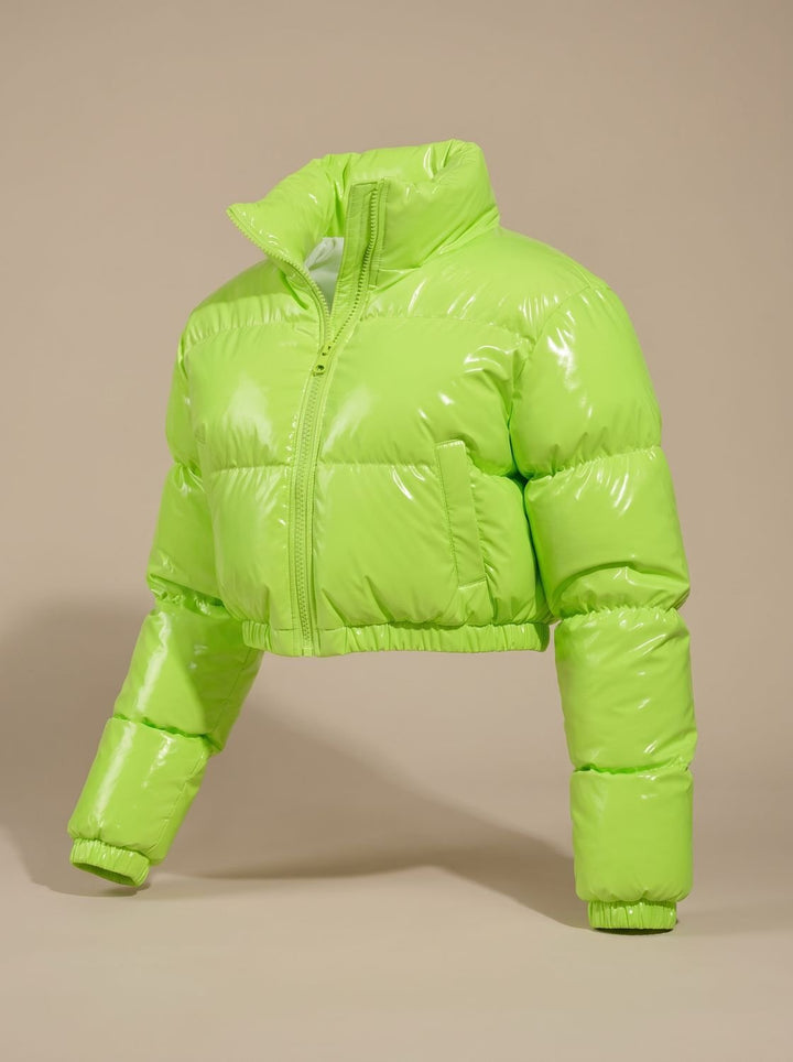 Scarlett | Women's Cropped Glossy Zip-Up Puffer Jacket