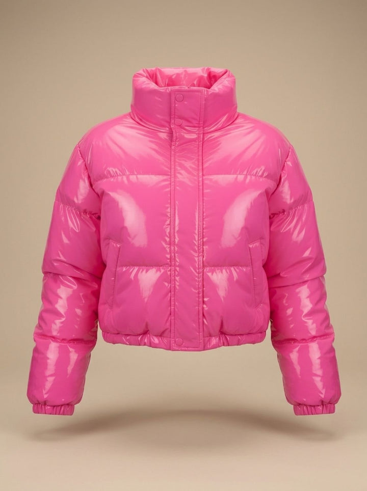 Scarlett | Women's Cropped Glossy Zip-Up Puffer Jacket