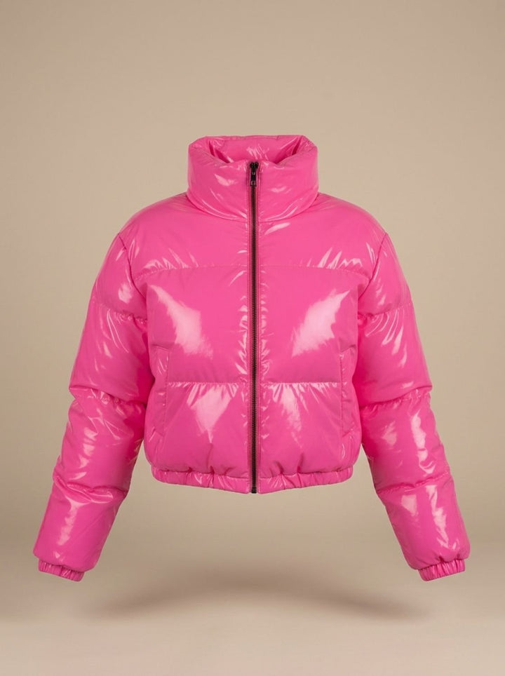 Scarlett | Women's Cropped Glossy Zip-Up Puffer Jacket