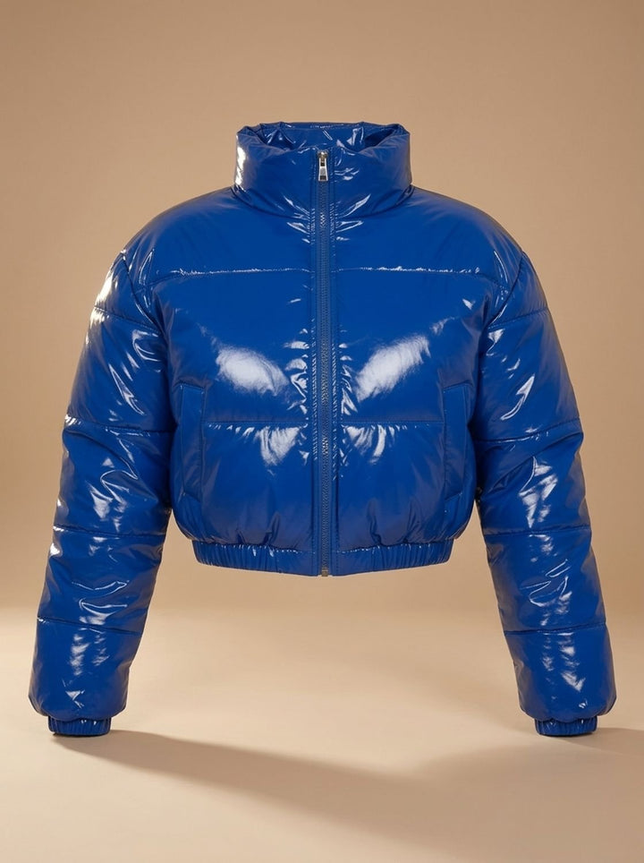 Scarlett | Women's Cropped Glossy Zip-Up Puffer Jacket
