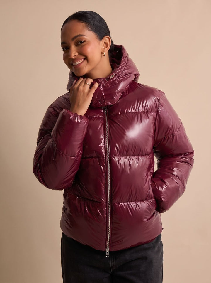 Aria | Women's Glossy Hooded Quilted Puffer Jacket