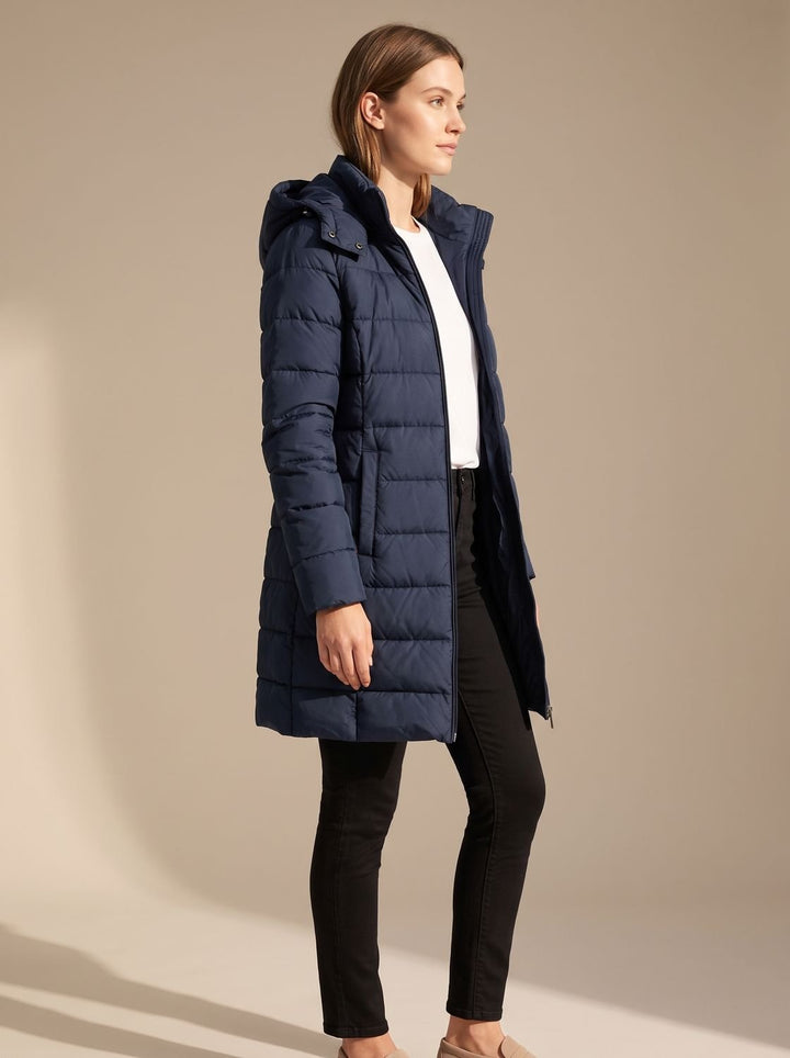 Madison | Women's Long Hooded Quilted Puffer Jacket with Full-Zip