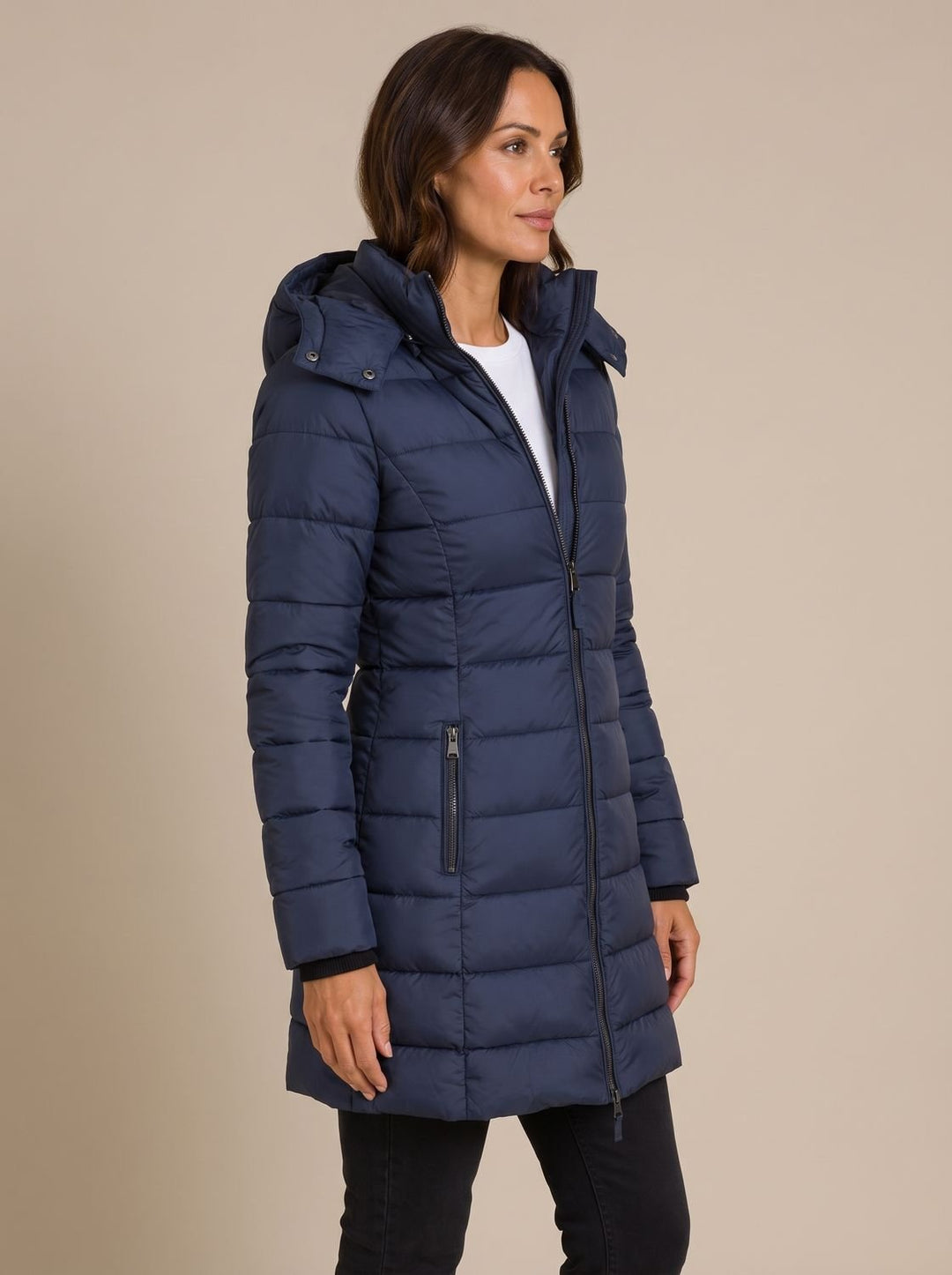 Madison | Women's Long Hooded Quilted Puffer Jacket with Full-Zip
