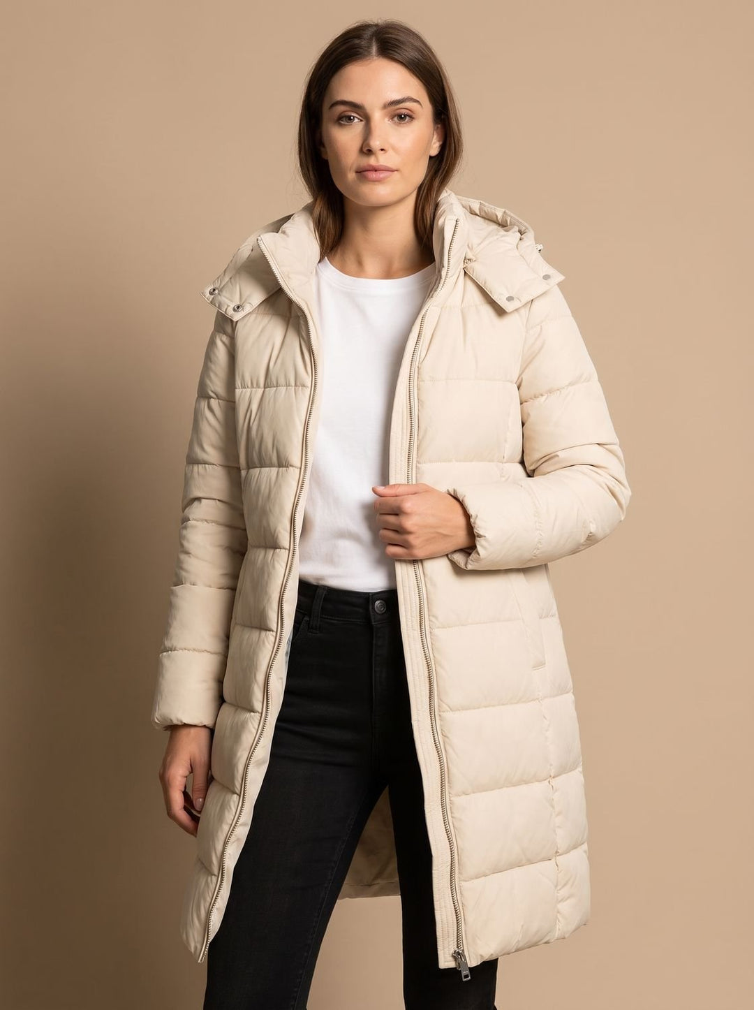 Madison | Women's Long Hooded Quilted Puffer Jacket with Full-Zip