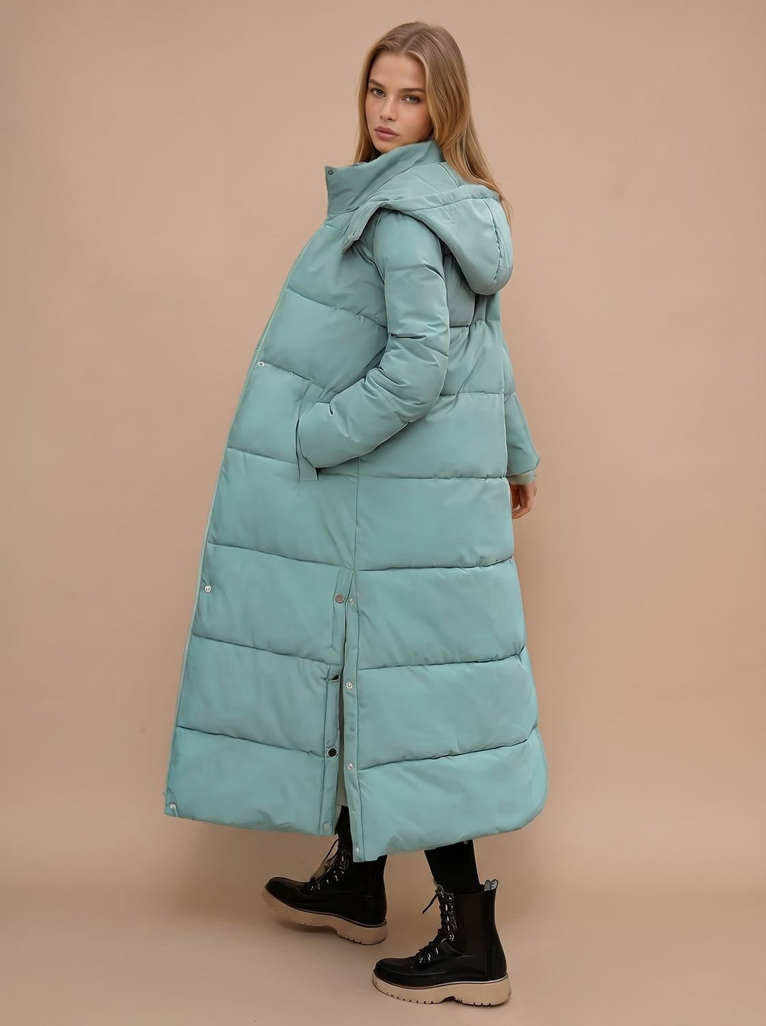 Olivia | Women's Long Quilted Hooded Puffer Jacket