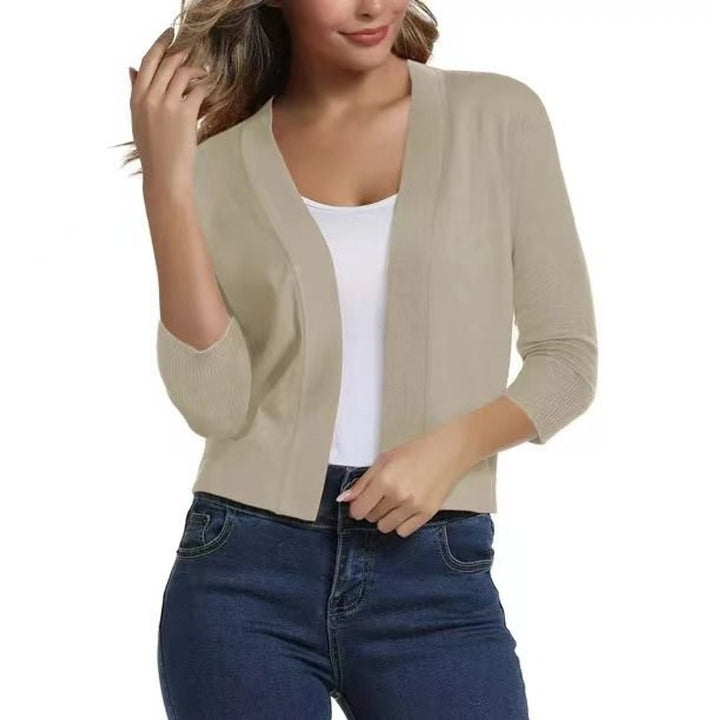 Olivia | Women's Open-Front 3/4 Sleeve Cropped Cardigan