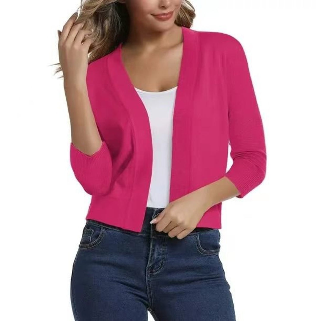 Olivia | Women's Open-Front 3/4 Sleeve Cropped Cardigan