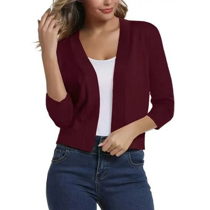 Olivia | Women's Open-Front 3/4 Sleeve Cropped Cardigan