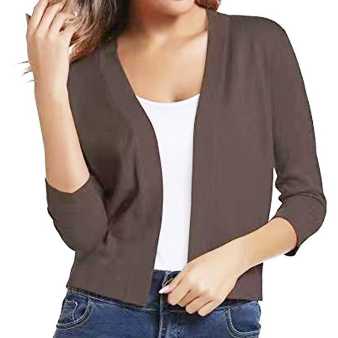 Olivia | Women's Open-Front 3/4 Sleeve Cropped Cardigan
