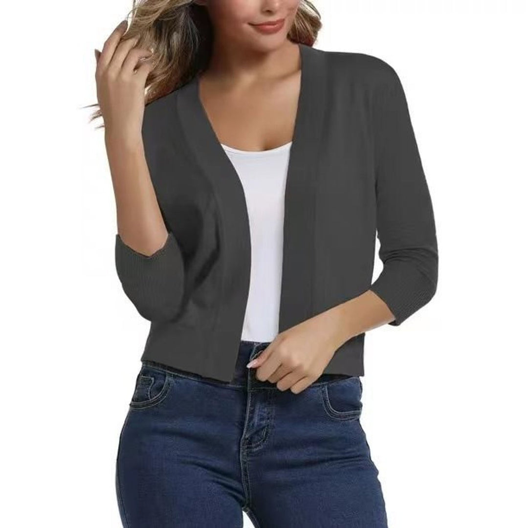 Olivia | Women's Open-Front 3/4 Sleeve Cropped Cardigan
