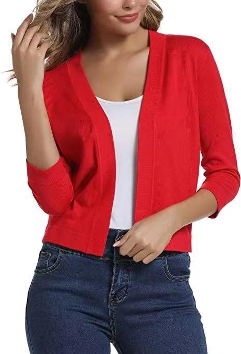 Olivia | Women's Open-Front 3/4 Sleeve Cropped Cardigan