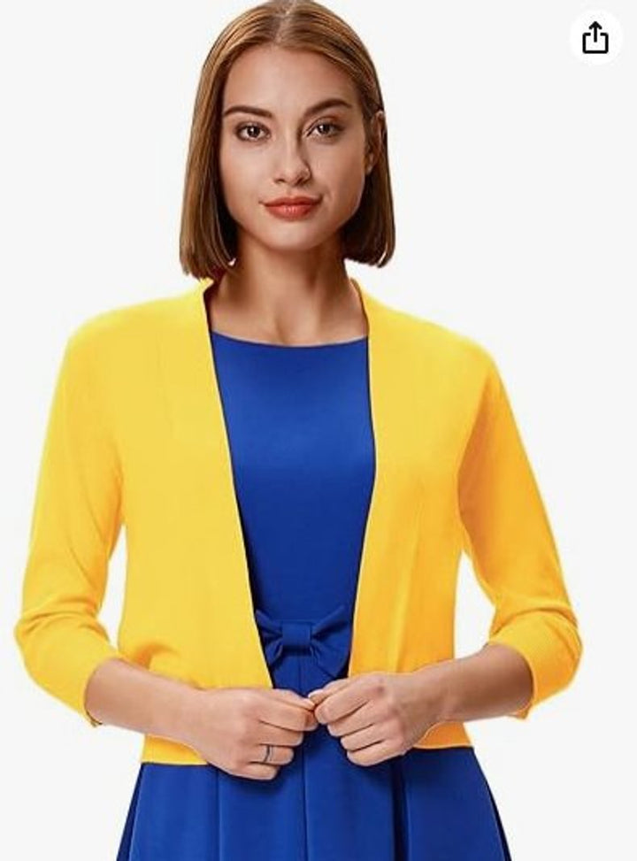 Olivia | Women's Open-Front 3/4 Sleeve Cropped Cardigan