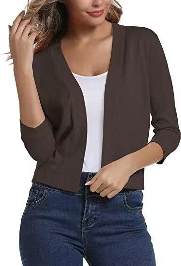 Olivia | Women's Open-Front 3/4 Sleeve Cropped Cardigan