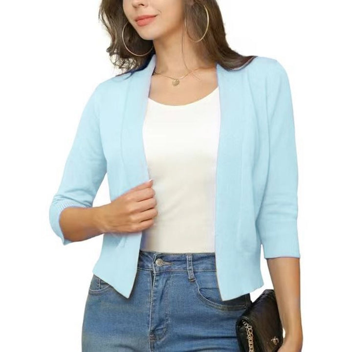 Olivia | Women's Open-Front 3/4 Sleeve Cropped Cardigan