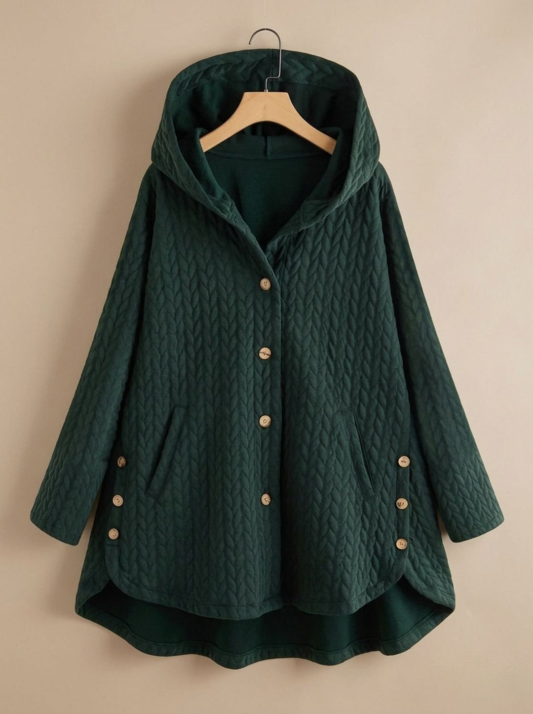 Olivia | Women's Quilted Hooded Button-Front Asymmetric Coat