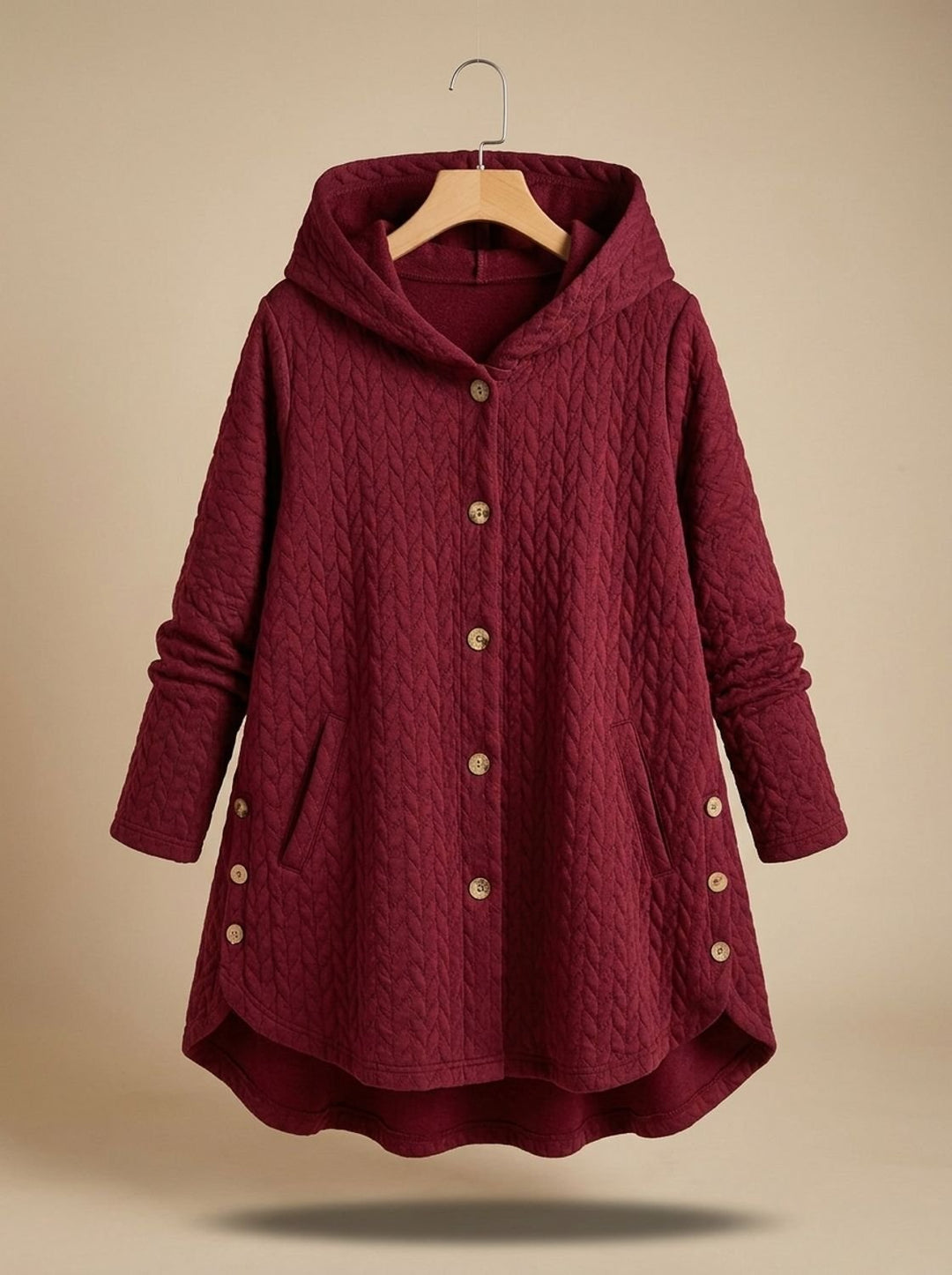 Olivia | Women's Quilted Hooded Button-Front Asymmetric Coat