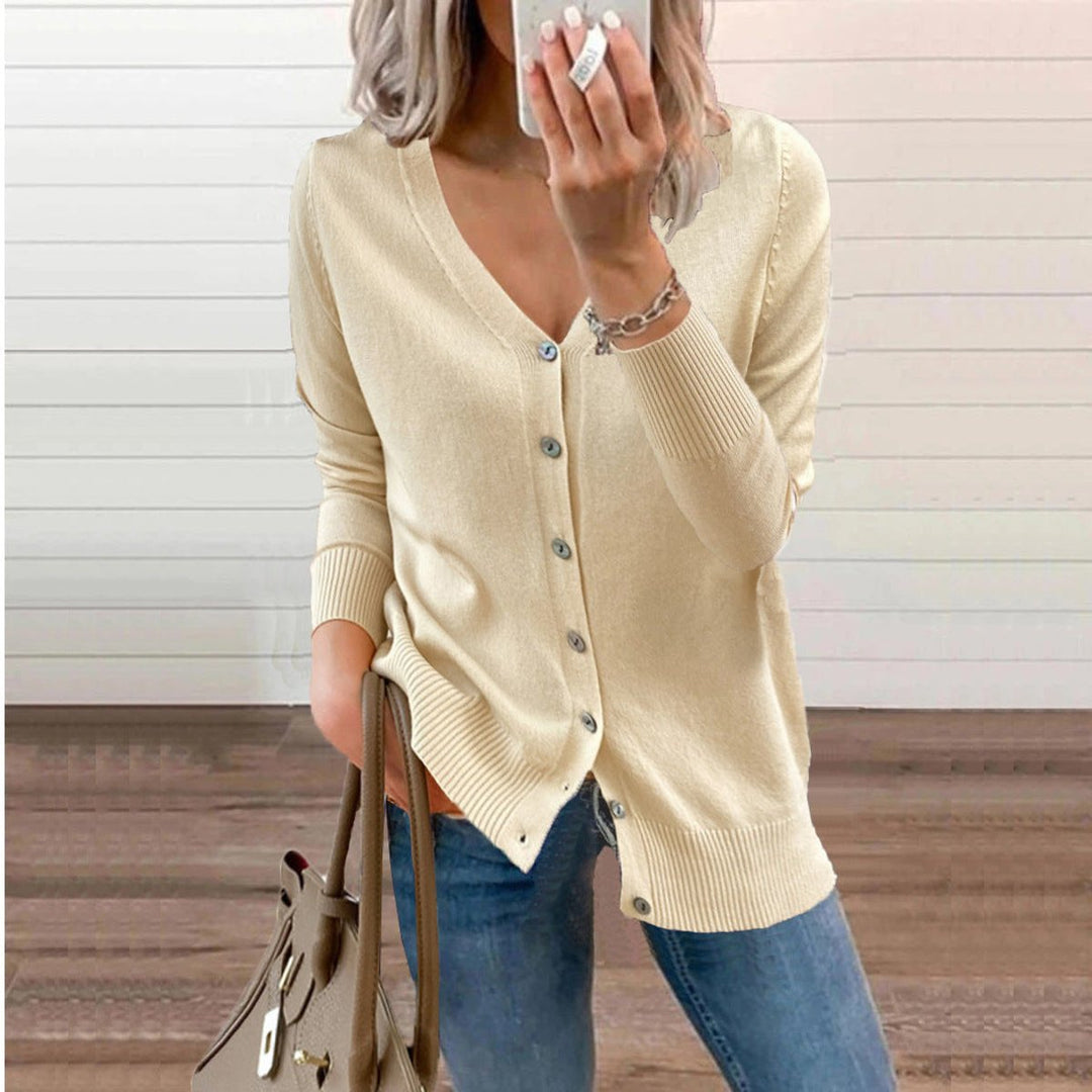 Olivia | Women's V-Neck Button-Front Long Sleeve Knit Cardigan