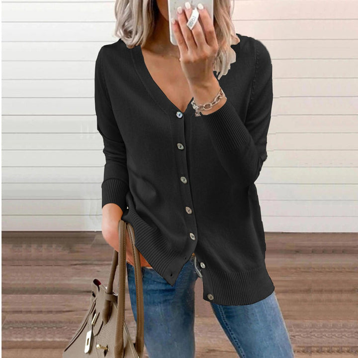 Olivia | Women's V-Neck Button-Front Long Sleeve Knit Cardigan